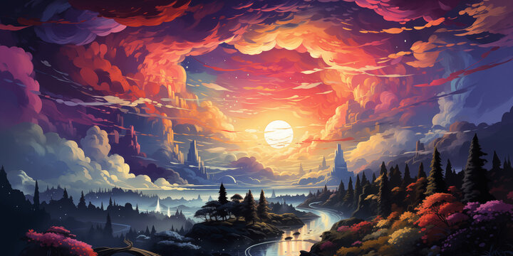 sunset in the mountains