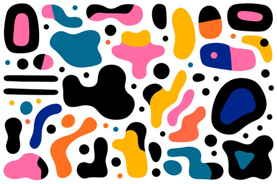 abstract doodle pattern colorful shapes liquid blobs
