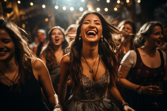 Beautiful women dancing in night party