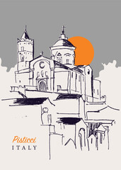Drawing sketch illustration of Pisticci, Italy