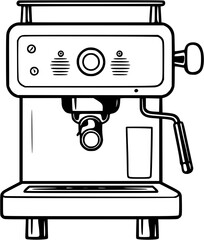 Coffee Espresso Machine Vintage Outline Icon In Hand-drawn Style