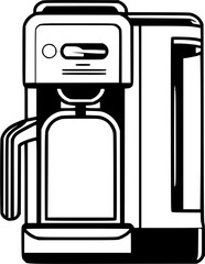 Coffee Machine Vintage Outline Icon In Hand-drawn Style