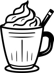 Hot Cocoa With Cream Topping Vintage Outline Icon In Hand-drawn Style