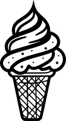 Ice Cream Vintage Outline Icon In Hand-drawn Style