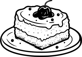 Coffee Cake Vintage Outline Icon In Hand-drawn Style
