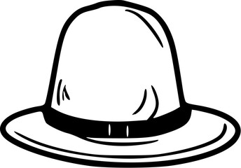 Vintage Fashion Trend Hat Outline Icon In Hand-drawn style