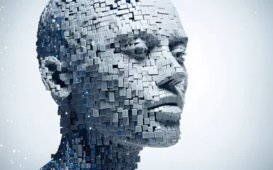 Fotobehang 3d image of human head created from blocks  in the style of futuristic digital art © Oksana