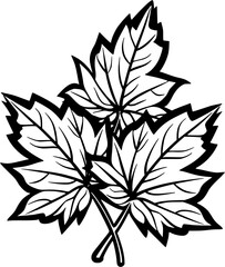 Vintage Leaves in Autumn Countryside Outline Icon in Hand-drawn Style