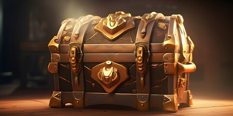 Naklejka premium Treasure chest 3D illustration. Trove 3D illustration