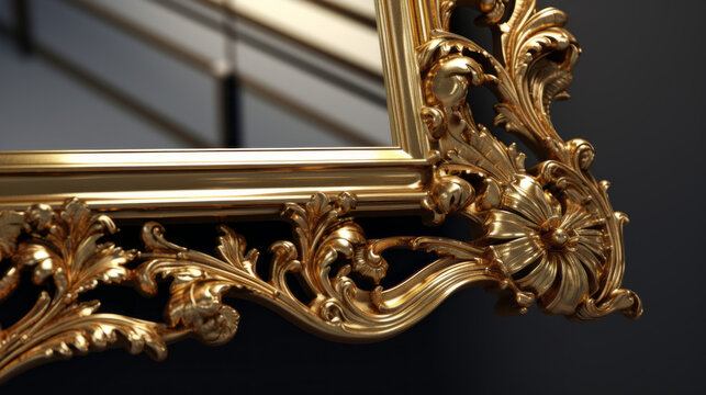 a large mirror with an ornate gold frame