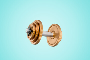 One metal dumbbell. 3D rendering