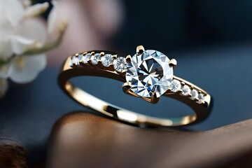 A diamond engagement ring on the table