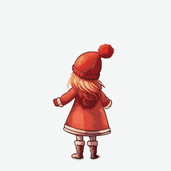 Vector illustration of a little girl in winter clothes.