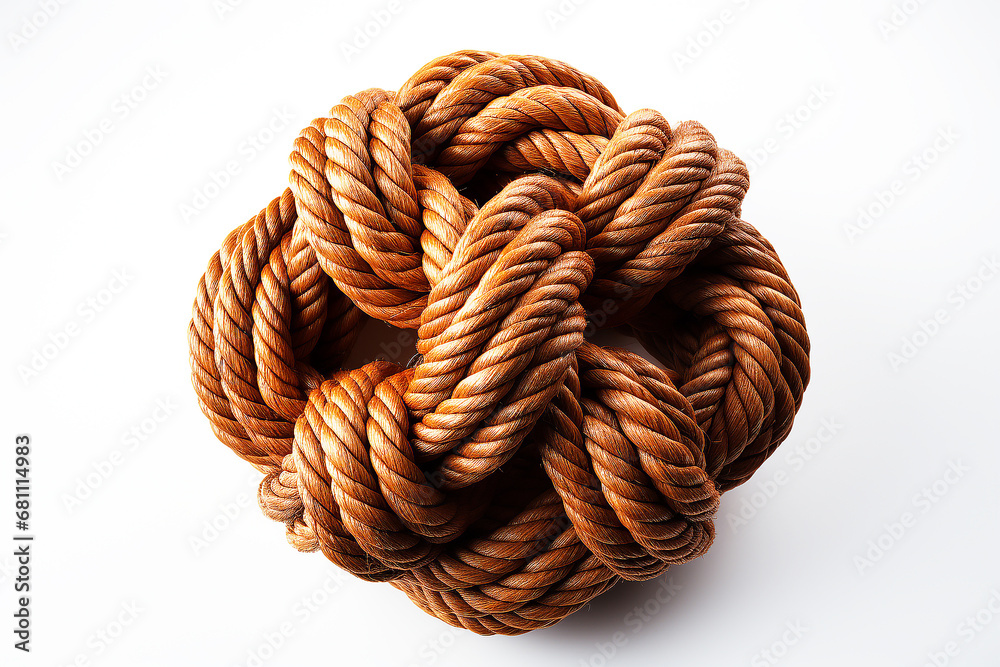 Wall mural Rope knot isolate on white background - Wall murals