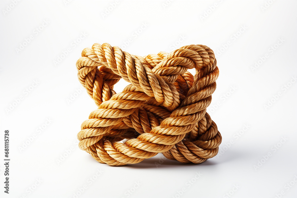 Wall mural Rope knot isolate on white background - Wall murals