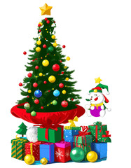 christmas tree with gifts and decorations