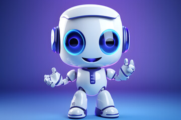 3d render of small cute white robot cartoon style