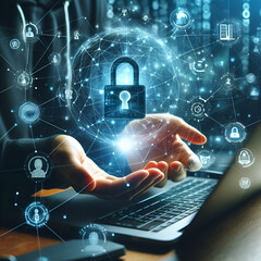 Cyber ​​security network technology, privacy data protection concept
