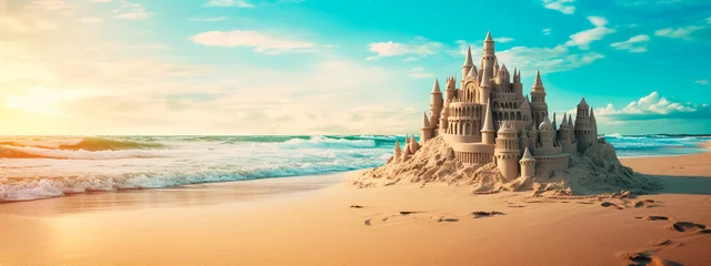 Foto op Plexiglas Sand castle on the seashore. Generative AI, © Яна Ерік Татевосян