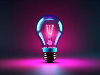 Color edison lamp 3d object in pink and blue colors 