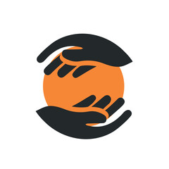 Safe hands logo design illustration vector template
