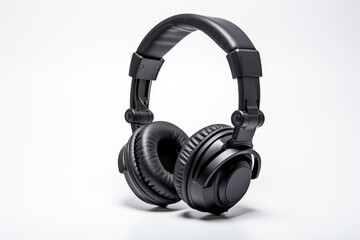 Fototapeta na wymiar Modern Black Headphones on Clear Background