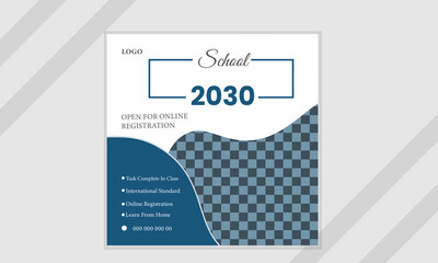 Back to school admission social media post banner design template.