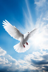 White dove in the sky. Generative AI,