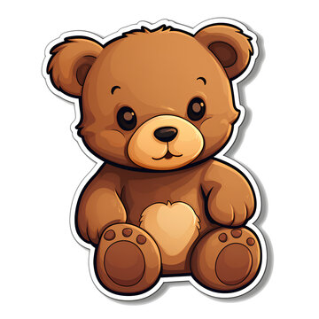 Teddy Bear Sticker Isolated on Transparent Background Generative AI