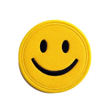 Yellow Smile Patch Isolated on Transparent Background Generative AI