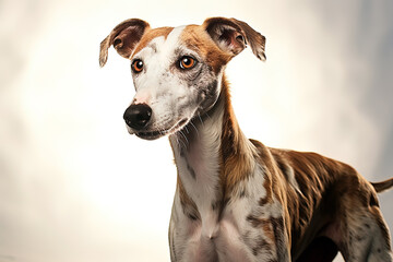 Portrait of a Whippet, close up photo, neutral light. Ai art