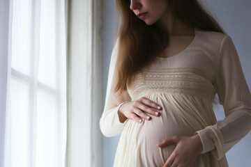 Expectant Mother's Close-Up: White Serenity