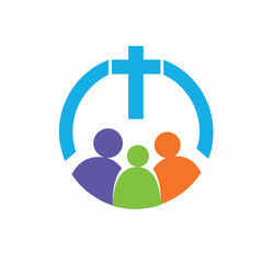religious team cross logo,people abstract symbol icon
