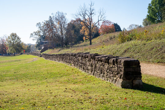 Sunken road at the Battle of Fredericksburg - Spotsylvania National Military Park in Virginia