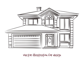 vector sketch of house with garage 