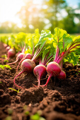 Beet harvest in the garden. Generative AI,