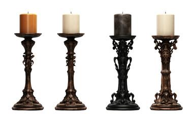 Exploring the Vintage Style of Candle Holders on a Clear Surface or PNG Transparent Background.
