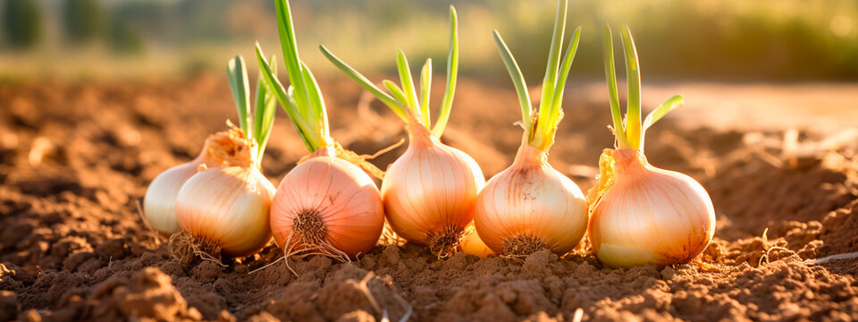Onion harvest in the garden. Generative AI,
