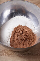 The process of making chocolate cake. Photo recipe.