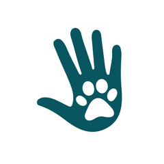 Vector modern paw hold hand © wersk