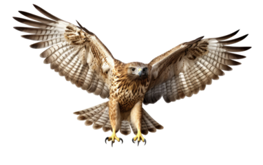 A Closer Look at the Graceful Flight of the Hawk on a Clear Surface or PNG Transparent Background.