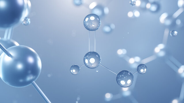 formic acid molecular structure 3d, flat model, carboxylic acid, structural chemical formula view from a microscope