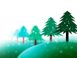 Landscape with snowfall in winter