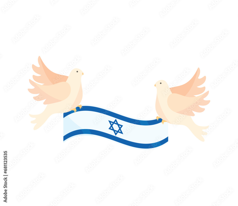 Poster israel peace doves with flag