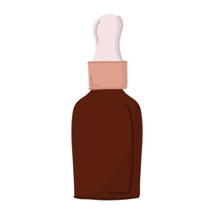 .Glass bottles with organic beauty products, natural oils, essences, herbal lotions, candles, and flowers, .A single vector illustration for a spa salon..