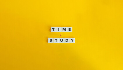 Time to Study Banner. Letter Tiles on Yellow Background. Minimal Aesthetic.