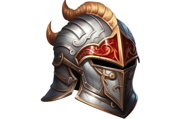 Face of Valor The Iconic Knight Helmet on a Clear Surface or PNG Transparent Background.