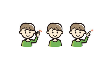 男の子のいろんなポーズバリエーションのイラストセット_説明 ポイント OK