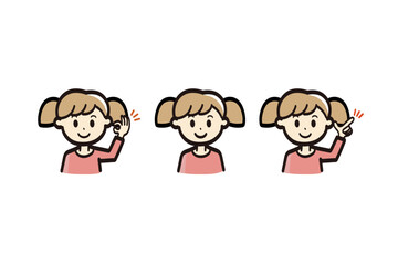 女の子のいろんなポーズバリエーションのイラストセット_説明 ポイント OK