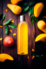 Mango essential oil in a bottle. Generative AI,